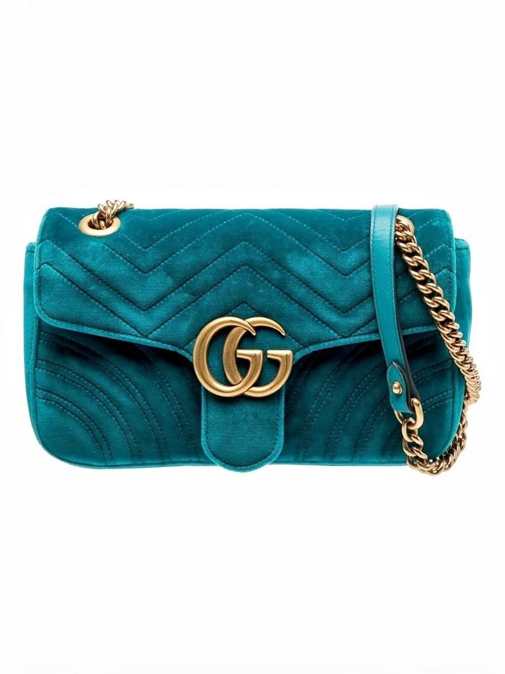 Gucci GG Marmont Small Matelassé Shoulder Bag Blue Like New